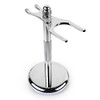 QSHAVE Deluxe Chrome Razor and Brush Stand Holder Prolong The Life of Your Shaving Brush 2 Prongs