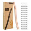 Eyebrow RazorFace Razors for WomenDermaplaning Tool for Face Exfoliation Peach Fuzz with 12 Refill BladesFacial Dermapla