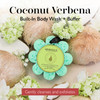 Spongelle Coconut Verbena Wild Flower Buffer Body Scrubber Bath Shower Loofah for Women Exfoliator with Body Wash Infuse
