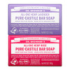 Dr Bronners PureCastile Bar Soap 2Pack Bundle Rose Lavender Made with Organic Oils For Face Body and Hair Gentle and Moi