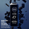 NIVEA Men Active Clean Body Wash with Natural Charcoal for Normal to Oily Skin 3in1 Charcoal Body Wash Face and Hair Dra