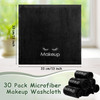 Vabean 30 Pcs Microfiber Black Makeup Washcloths for Face 13 x 13 Inches Makeup Remover Towels Reusable Absorbent Remove