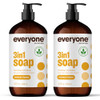 Everyone 3in1 Soap Body Wash Bubble Bath Shampoo 32 Ounce Pack of 2 Coconut and Lemon made with Essential Oils for Men a