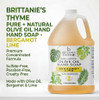 Brittanies Bergamot Lime Pure Castile Olive Oil Liquid Soap 1 Gallon 128oz Face Body Wash Dishes Pets Laundry Natural Ve