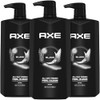 AXE Mens Body Wash Black 3Pack 3in1 Body Face Hair Wash Frozen Pear and Cedarwood Scent 338 Oz Ea
