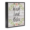 Stupell Industries Wash Soak Relax Floral Wood Wall Art 17 x 17 Black Framed