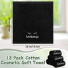Shimeyao 13x13 Inch Black Makeup Towels Bulk Reusable Makeup Washcloths for Face Facial Remover Washcloths Absorbent Cot