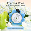 Spongelle Freesia Pear Wild Flower Buffer Body Scrubber Bath Shower Loofah for Women Exfoliator with Body Wash Infused S