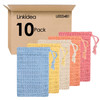 Linkidea 10 Pack Exfoliating Soap Bag Bulk Pack Wholesale MultiPack Color Flax Soap Saver Pouch with Drawstring Exfoliat