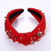 HZEYN Football Headband Game Day Headbands for Women Jeweled Crystal Football Knotted Headband Sports Fan Hair Accessories Gifts (Red)