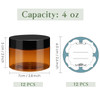 Qeirudu 4 oz Amber Plastic Jars with Lids and Labels 12 Pack Empty Brown Body Butter Containers for Cosmetic Body Scrub