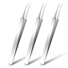 Honoson 3 Pcs Blackhead Tweezer Stainless Steel Pimple Tweezers Extractor Tool for Remove Zit Whitehead Pimple Bend Curv