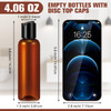 Mimorou 50 Pieces 4oz Plastic Squeeze Bottles with Disc Top Flip Cap Empty Amber Refillable Containers Small Travel Toil