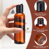 Mimorou 50 Pieces 4oz Plastic Squeeze Bottles with Disc Top Flip Cap Empty Amber Refillable Containers Small Travel Toil