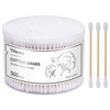 tifanso 500 Count Cotton Swabs Natural Double Round Strong Wooden Cotton Tip Sticks Buds for Ears CrueltyFree Ear Swabs
