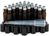 Vivaplex 24 Amber 10 ml Glass Rollon Bottles with Stainless Steel Roller Balls 33 ml Droppers included