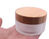 Environmental Bamboo Lid Frosted Glass Bottle Cream Jars Empty Cosmetic Comtainer 1pcs 50G17oz