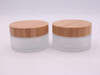 Environmental Bamboo Lid Frosted Glass Bottle Cream Jars Empty Cosmetic Comtainer 1pcs 50G17oz