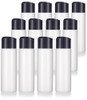 JUVITUS 8 oz 250 ml Professional Natural Clear Refillable Plastic Squeeze Bottle with Wide Black Disc Cap Lid 12 pack