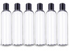 ljdeals 8 oz Clear Plastic Empty Bottles with Black Disc Top Caps Refillable Containers for Shampoo Lotions Cream and Mo