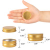 05 oz Screw Top Aluminum Tin Jar with Screw Lid and Blank Labels Gold Pack of 32