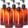 Youngever 5 Pack Plastic Pump Bottles 16 Ounce Refillable Plastic Pump Bottles Amber