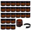 BPFY 24 Pack 2 oz Round Amber Glass Cosmetic Jars with Inner Liners and Black Lids Travel Jars Refillable Containers for