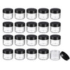 20 Pieces Round Pot Jars Plastic Cosmetic Containers Set with Lid for Liquid Creams Sample 20 ml 07 oz Black Lid