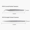Best Eyelash Extension Tweezer Set FEITA Pro Straight Curved Pointy Precision Fine Tip Tweezers for Lash Extensions Silv