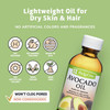 De La Cruz Avocado Oil Expeller Pressed Pure 100 Avocado Oil for Hair and Body Lightweight Body Oil for Dry Skin 2 FL OZ