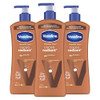 Vaseline Intensive Care Body Lotion Cocoa Radiant 3 count for Dry Skin Lotion Made with UltraHydrating Lipids and Pure C