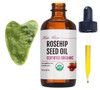 Kate Blanc Cosmetics Rosehip Oil for Face with Jade Gua Sha Stone 1oz Organic Pure Cold Pressed Rosehip Seed Face Oil fo