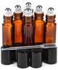 Vivaplex 6 Amber 10 ml Glass Rollon Bottles with Stainless Steel Roller Balls 5 ml Dropper included