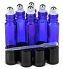 Vivaplex 6 Cobalt Blue 10 ml Glass Rollon Bottles with Stainless Steel Roller Balls 5 ml Dropper Included