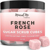 Body Scrub Exfoliator 12oz FRENCH ROSE Sugar scrub cubes wMango Butter Shea butter Ultra Hydrating Moisturizing Natural