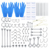 BLZ 90PCS Piercing Kit Ear Nose Belly Eyebrow Piercing Needles 20G 18G 16G 14G 12G Stainless Steel Piercing Kit Piercing
