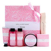 Spa Luxetique Gifts for Women Bath and Body Gifts Set 6pcs Gift Baskets Rose Bath Sets for Women Valentines Day Gifts fo