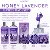 Bath and Body Gift Basket For Women and Men Honey Lavender Home Spa Set with Essential Oil Diffuser Soap Flowers Bath Sa