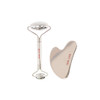 Skin Gym Silver Facial Roller and Gua Sha Tool Workout Skin Care Set for Wrinkles and Fine Lines Anti Aging Face Lift Be