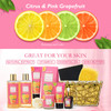 Valentines Gifts Bath Spa Body Gift Set Luxury Gift for Women Citrus Pink Grapefruit Spa Kit Gift Woman 11 Pcs Self Care
