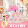 Self Care Gifts for Women Spa Luxetique Bath and Body Gift Set 8pcs Daisy Gift Baskets for Women with Bubble Bath Lotion