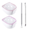 Nail Soaking Bowl, 2PCS Soak Off Gel Polish Dip Powder Remover Manicure Bowl with Triangle Cuticle Peeler and Stainless Steel Cuticle Pusher Nail Art