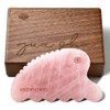 Rena Chris Gua Sha Facial Tool Natural Rose Quartz Stone Body Gua sha with Exquisite Wooden Box Large Guasha Suitable fo