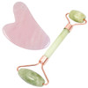 mookaitedecor Xiuyan Jade Roller Rose Quartz Gua Sha Scraping Massage Tool Set Face Massager for Wrinkles Anti Aging