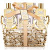 Bath Shower Spa Gift Basket Set with English Pear Freesia Fragrance Bath Gift Basket for Women Men Includes Body Lotion