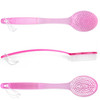 DecorRack Bath Brush with Bristles Long Handle for Exfoliating Back Body and Feet Bath and Shower Scrubber Pink 1 Pack