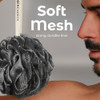 MainBasics Bath Shower Loofah Sponge Pouf Body Scrubber Exfoliator Body Wash Sponge Set of 3 Black Ice