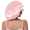 Vettres Silk Bonnet for Sleeping Straight Hair Double Layer Satin Bonnets with Tie Satin Hair Bonnet for Sleeping Pink R