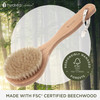 Hydrea London Dry Body Brush Short Handle Premium Exfoliating Dry Skin Brush with Natural Bristle FSC Certified Beechwoo