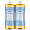 Dr Bronners Magic SoapPureCastile Liquid Soap Baby Unscented 32 ounce 2PackRegenerative Organic Certified Oils 18in1 Use